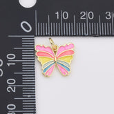 18K Gold Filled Colorful Rainbow Enamel Butterfly Charm, Monarch Butterfly Pendant for Necklace Bracelets Earring Jewelry Making Supply, CP2202